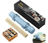 Qvhgnxcm Rouleau de sushi, Sushi Bazooka, Maker de sushi, bazooka à rouleau à sushi avec tapis de bambou pour débutants (bleu)
