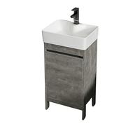 QVK Armoire de Rangement de Salle de Bain avec évier, vanité de Salle de Bain Moderne, Conception de Porte Unique économise de l'espace, Facile à Nettoyer, Comprend Un Robinet. Gris.