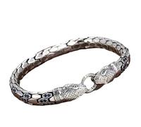 QVK Bracelet en argent sterling S925 personnalisable avec bague en forme d'os de serpent pour homme, bracelet Python réaliste personnalisé, convient pour offrir à un père, un petit ami, un mari