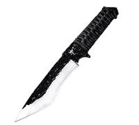QVK Couteau De Chasse Avec Manche En Corde, LéGer, Multi-Outil, Couteau De Survie Bushcraft Et Camping, Adapté Au Camping, à La Chasse Et à L'ExtéRieur, 8,6 Pouces (Dark Gray)