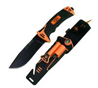 QVK Couteau De Survie ExtéRieur Multifonctionnel, Couteau Pliant Avec Boussole, éClairage Led, Silex, Aiguiseur Et Coupe-Corde, Un Outil Parfait Pour La Chasse, Le Camping, La RandonnéE (Orange)