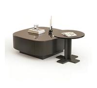 QVK Ensemble en Pierre aggloméré Moderne de Table Basse, Ensemble de Salon comportant Les tiroirs en Bois Solide Ont placé, Conception asymétrique-Tea Brown