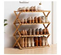 QVK Étagère à chaussures indépendante en bois à 4 couches, pas besoin d'installer un meuble de rangement pliable pour chaussures, meuble à chaussures en bois, convient pour la maison, le couloir