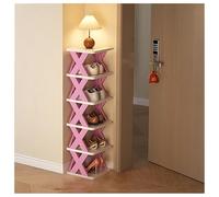 QVK Le meuble à chaussures indépendant n'a pas besoin d'être installé, peut être démonté et librement combiné, avec un espacement de 16 cm, convient pour l'entrée du couloir de la maison (L, rose)