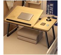 QVK Petit Bureau D'Ordinateur Pliable, avec Emplacements pour Cartes, Porte-Gobelets Et Tiroirs, IdéAl pour Le Camping, Les Pique-Niques Et Les éTudes en IntéRieur Et en ExtéRieur.-Black Walnut