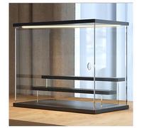 QVK Vitrine en acrylique transparent avec lumières LED, éclairage RVB Bluetooth et télécommande, 2 séparateurs mobiles pour afficher modèles, jouets, figurines, etc. (S)