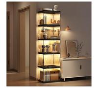 QVK Vitrine murale en acrylique transparent à 5 couches, avec porte magnétique et lumière, télécommande, anti-poussière, 61 cm de haut
