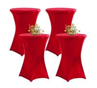 QVMQVM 4pcs Housse Nappe Mange Debout, 60/80cm Nappe Ronde de Cocktail, Housses Table de Jardin Haute, Housse de Table Mange Debout pour Bar Mariage Fête Banquet,Rouge,24inch/60cm