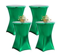 QVMQVM 4pcs Housse Nappe Mange Debout, 60/80cm Nappe Ronde de Cocktail, Housses Table de Jardin Haute, Housse de Table Mange Debout pour Bar Mariage Fête Banquet,Vert,24inch/60cm