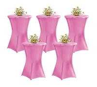 QVMQVM 5pcs Nappe Mange Debout pour Table Haute, 60/80cm Housse de Table Mange Debout, Nappe Ronde de Cocktail pour Bar Mariage Fête Restaurant Banquet,Pink1,32inch/80cm