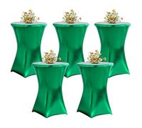 QVMQVM 5pcs Nappe Mange Debout pour Table Haute, 60/80cm Housse de Table Mange Debout, Nappe Ronde de Cocktail pour Bar Mariage Fête Restaurant Banquet,Vert,24inch/60cm