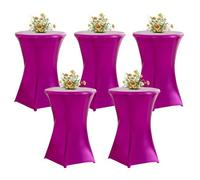 QVMQVM 5pcs Nappe Mange Debout pour Table Haute, 60/80cm Housse de Table Mange Debout, Nappe Ronde de Cocktail pour Bar Mariage Fête Restaurant Banquet,Violet,24inch/60cm