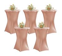 QVMQVM 5pcs Nappe Mange Debout pour Table Haute, 60/80cm Housse de Table Mange Debout, Nappe Ronde de Cocktail pour Bar Mariage Fête Restaurant Banquet,Rose Gold,32inch/80cm