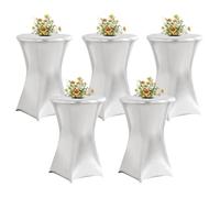 QVMQVM 5pcs Nappe Mange Debout pour Table Haute, 60/80cm Housse de Table Mange Debout, Nappe Ronde de Cocktail pour Bar Mariage Fête Restaurant Banquet,Argent,32inch/80cm