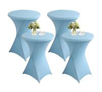 QVMQVM 60cm Housse Nappe Mange Debout, 1/2/3/4/5pcs Nappe Ronde de Cocktail, Housse pour Mange Debout Table Haute de Bistro pour Mariage Banquet Banquet Bar,Blue5,4pcs
