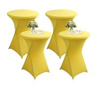 QVMQVM 60cm Housse Nappe Mange Debout, 1/2/3/4/5pcs Nappe Ronde de Cocktail, Housse pour Mange Debout Table Haute de Bistro pour Mariage Banquet Banquet Bar,Jaune,4pcs