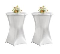 QVMQVM 80cm Housse Nappe pour Table bistrot, 2/3/4/5pcs Housse de Table Mange Debout, Housses de Table Hautes pour Bar Mariage Fête Restaurant Banquet,Argent,2pcs