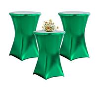 QVMQVM 80cm Housse Nappe pour Table bistrot, 2/3/4/5pcs Housse de Table Mange Debout, Housses de Table Hautes pour Bar Mariage Fête Restaurant Banquet,Vert,3pcs