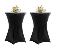 QVMQVM 80cm Housse Nappe pour Table bistrot, 2/3/4/5pcs Housse de Table Mange Debout, Housses de Table Hautes pour Bar Mariage Fête Restaurant Banquet,Noir,2pcs