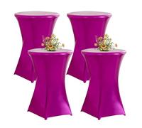 QVMQVM 80cm Housse Nappe pour Table bistrot, 2/3/4/5pcs Housse de Table Mange Debout, Housses de Table Hautes pour Bar Mariage Fête Restaurant Banquet,Violet,4pcs