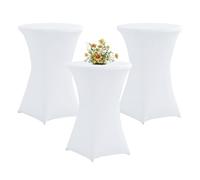 QVMQVM 80cm Housse Nappe pour Table bistrot, 2/3/4/5pcs Housse de Table Mange Debout, Housses de Table Hautes pour Bar Mariage Fête Restaurant Banquet,Blanc,3pcs