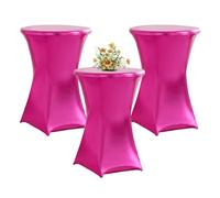 QVMQVM 80cm Housse Nappe pour Table bistrot, 2/3/4/5pcs Housse de Table Mange Debout, Housses de Table Hautes pour Bar Mariage Fête Restaurant Banquet,Pink2,3pcs