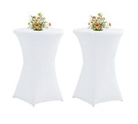 QVMQVM 80cm Housse Nappe pour Table bistrot, 2/3/4/5pcs Housse de Table Mange Debout, Housses de Table Hautes pour Bar Mariage Fête Restaurant Banquet,Blanc,2pcs