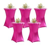 QVMQVM 80cm Housse Nappe pour Table bistrot, 2/3/4/5pcs Housse de Table Mange Debout, Housses de Table Hautes pour Bar Mariage Fête Restaurant Banquet,Pink2,5pcs