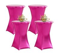 QVMQVM 80cm Housse Nappe pour Table bistrot, 2/3/4/5pcs Housse de Table Mange Debout, Housses de Table Hautes pour Bar Mariage Fête Restaurant Banquet,Pink2,4pcs