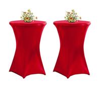 QVMQVM 80cm Housse Nappe pour Table bistrot, 2/3/4/5pcs Housse de Table Mange Debout, Housses de Table Hautes pour Bar Mariage Fête Restaurant Banquet,Rouge,2pcs