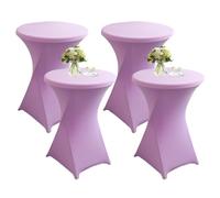 QVMQVM 80cm Nappes Spandex pour Cocktail Table, 1/2/3/4/5pcs Housse Mange Debout, Housse pour Table Haute de Bistrot pour Cocktail Mariage Banquet Anniversaire Bar,Purple3,4pcs