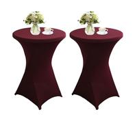 QVMQVM 80cm Nappes Spandex pour Cocktail Table, 1/2/3/4/5pcs Housse Mange Debout, Housse pour Table Haute de Bistrot pour Cocktail Mariage Banquet Anniversaire Bar,Red4,2pcs