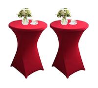 QVMQVM 80cm Nappes Spandex pour Cocktail Table, 1/2/3/4/5pcs Housse Mange Debout, Housse pour Table Haute de Bistrot pour Cocktail Mariage Banquet Anniversaire Bar,Red3,2pcs