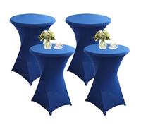 QVMQVM 80cm Nappes Spandex pour Cocktail Table, 1/2/3/4/5pcs Housse Mange Debout, Housse pour Table Haute de Bistrot pour Cocktail Mariage Banquet Anniversaire Bar,Blue2,4pcs