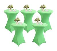 QVMQVM 80cm Nappes Spandex pour Cocktail Table, 1/2/3/4/5pcs Housse Mange Debout, Housse pour Table Haute de Bistrot pour Cocktail Mariage Banquet Anniversaire Bar,Green4,5pcs