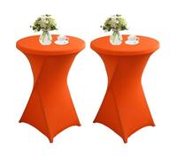 QVMQVM 80cm Nappes Spandex pour Cocktail Table, 1/2/3/4/5pcs Housse Mange Debout, Housse pour Table Haute de Bistrot pour Cocktail Mariage Banquet Anniversaire Bar,Orange,2pcs