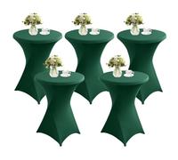 QVMQVM 80cm Nappes Spandex pour Cocktail Table, 1/2/3/4/5pcs Housse Mange Debout, Housse pour Table Haute de Bistrot pour Cocktail Mariage Banquet Anniversaire Bar,Green2,5pcs