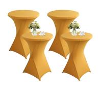 QVMQVM 80cm Nappes Spandex pour Cocktail Table, 1/2/3/4/5pcs Housse Mange Debout, Housse pour Table Haute de Bistrot pour Cocktail Mariage Banquet Anniversaire Bar,d'or,4pcs
