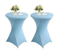 QVMQVM 80cm Nappes Spandex pour Cocktail Table, 1/2/3/4/5pcs Housse Mange Debout, Housse pour Table Haute de Bistrot pour Cocktail Mariage Banquet Anniversaire Bar,Blue5,2pcs
