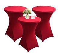 QVMQVM 80cm Nappes Spandex pour Cocktail Table, 1/2/3/4/5pcs Housse Mange Debout, Housse pour Table Haute de Bistrot pour Cocktail Mariage Banquet Anniversaire Bar,Red3,3pcs