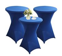 QVMQVM 80cm Nappes Spandex pour Cocktail Table, 1/2/3/4/5pcs Housse Mange Debout, Housse pour Table Haute de Bistrot pour Cocktail Mariage Banquet Anniversaire Bar,Blue2,3pcs