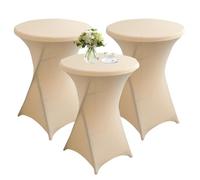QVMQVM 80cm Nappes Spandex pour Cocktail Table, 1/2/3/4/5pcs Housse Mange Debout, Housse pour Table Haute de Bistrot pour Cocktail Mariage Banquet Anniversaire Bar,Champagne,3pcs