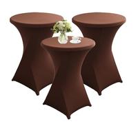QVMQVM 80cm Nappes Spandex pour Cocktail Table, 1/2/3/4/5pcs Housse Mange Debout, Housse pour Table Haute de Bistrot pour Cocktail Mariage Banquet Anniversaire Bar,Coffee1,3pcs