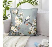 QVUEagriSJ Housses de coussin décoratives double face avec fleurs et oiseaux blancs pour salon, Noël, canapé, lit, 30,5 x 30,5 cm
