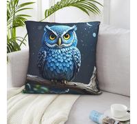QVUEagriSJ Housses de coussin décoratives double face pour salon, Noël, canapé, lit, 30,5 x 30,5 cm, motif hibou bleu