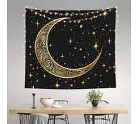 QVUEagriSJ Tapisserie murale esthétique pour salon, croissant de lune, décoration murale, couverture, bannière d'art mural pour chambre à coucher, dortoir (130 x 152 cm)