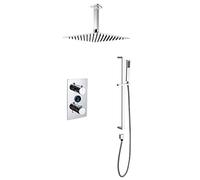 QWAXTRIW Ensemble de mélangeur de Douche numérique - Montage Mural avec Pomme de Douche à Effet de Pluie carrée dissimulée et Affichage de la température - Parfait pour Les salles de Bains Modernes