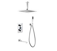 QWAXTRIW Ensemble de mélangeur de Douche numérique - Pommeau de Douche Mural à Effet Pluie avec Design dissimulé et Affichage de la température pour Salle de Bain Moderne Mélangeur de Douche carré