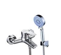 QWAXTRIW Ensemble de Robinet de Douche Multifonction en Laiton avec Pomme de Douche et Tuyau, Robinet mitigeur de Bain Finition chromée pour salles de Bains Modernes, système de Douche Durable et