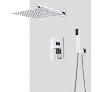 QWAXTRIW Ensemble de robinets de Douche dissimulés, mitigeur Mural en Laiton chromé avec douchette à Main et Pomme de Douche Cascade de 8 Pouces, Technologie avancée d'injection d'air pour